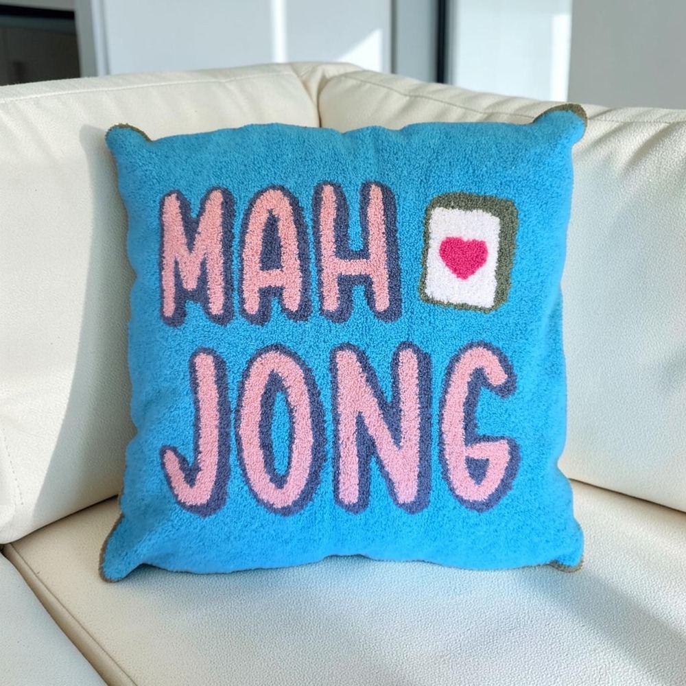 NWOT Mah Jong Terry pillow 17" Square Game Play Traditional